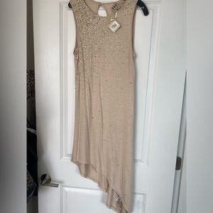 Haute Hippie Cotton & Sequin asymmetrical dress  in Nude/ Blush sz small